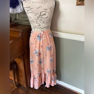 🧡 WOMENS MODEST PEACH MAXI RUFFLE HEM SKIRT